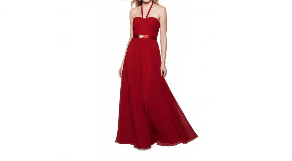NEW LAST DRESS stellar nights halter neck gown in red